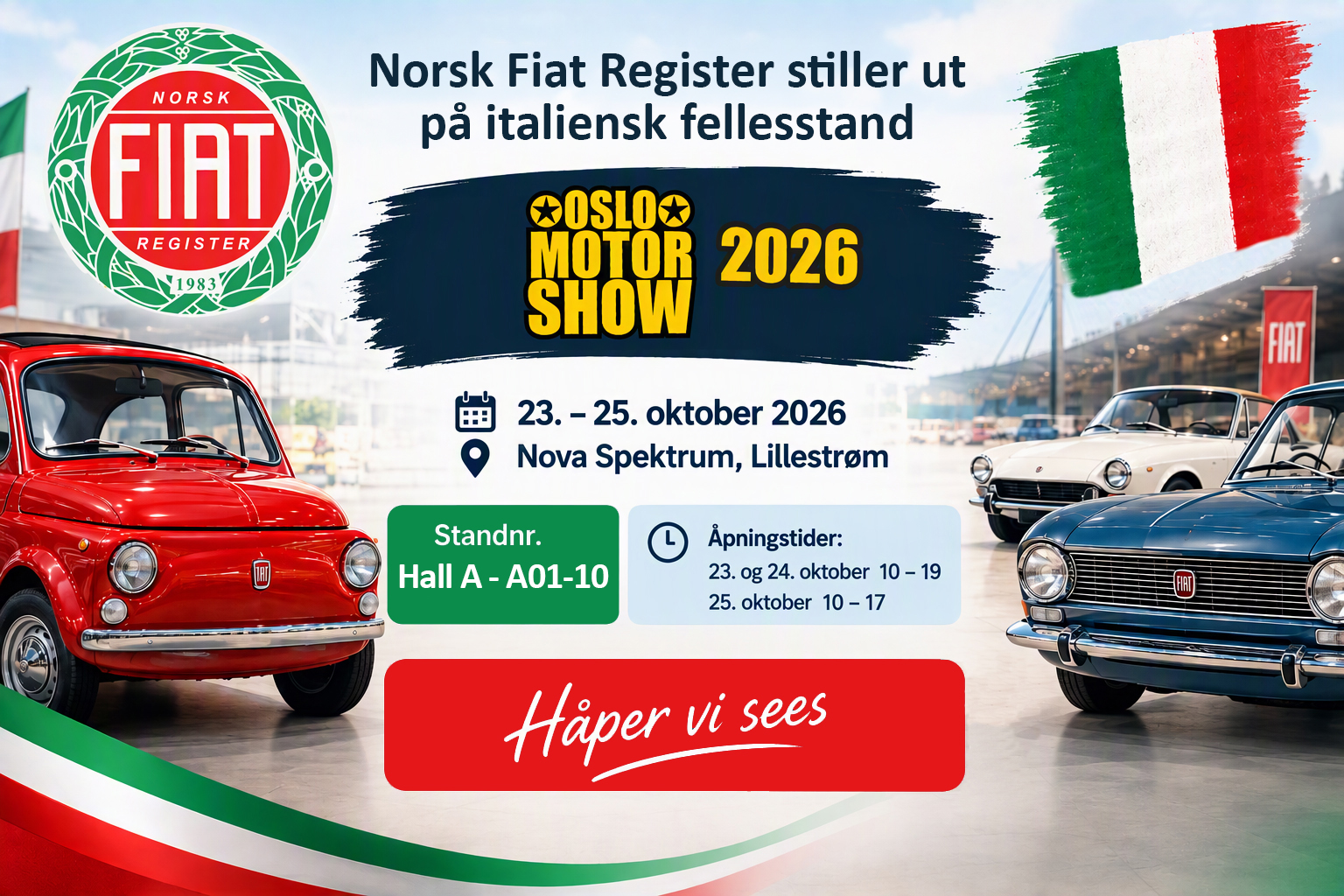 Artikkelbilde til artikkelen Norsk Fiat Register på Oslo Motorshow 2026