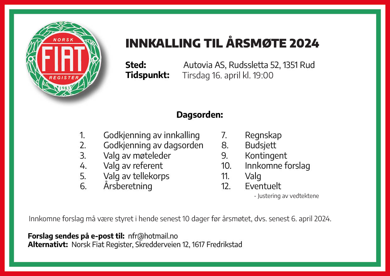 Innkalling til årsmøte 2024