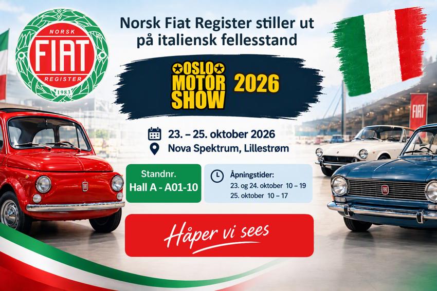 Norsk Fiat Register på Oslo Motorshow 2026
